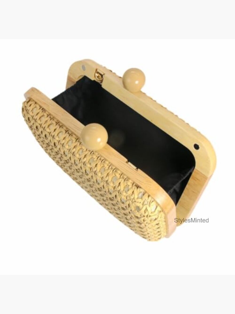 Handwoven Straw Clutch Purse with Removable Strap - Summer Beach Evening Bag - Picture 6 of 7